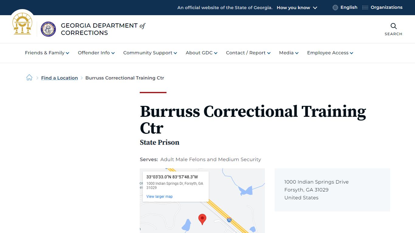 Burruss Correctional Training Ctr | Georgia Department of Corrections