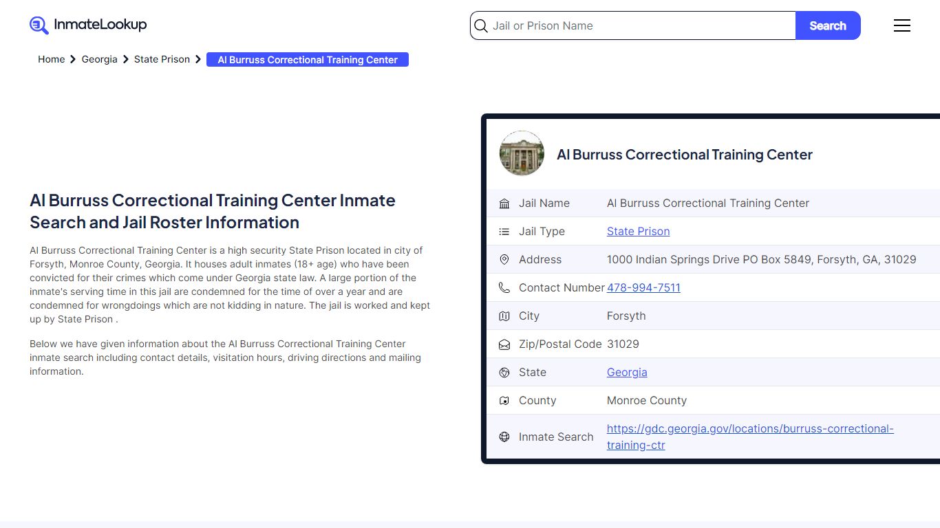 Al Burruss Correctional Training Center Inmate Search, Jail Roster ...