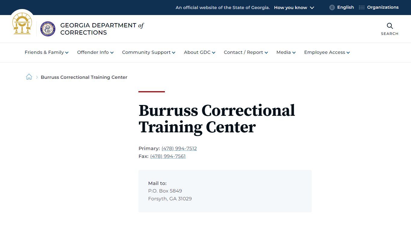 Burruss Correctional Training Center | Georgia Department of Corrections